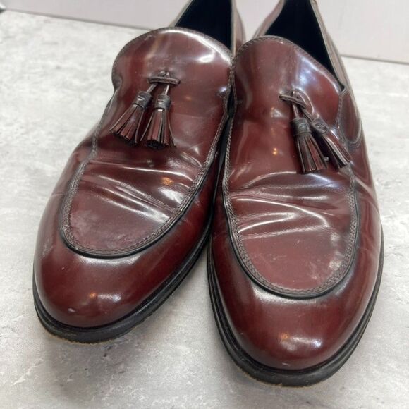 Ermenegildo Zegna Burgundy Leather Tassel Slip-On Loafer Shoes Mens Size 8.5 EE